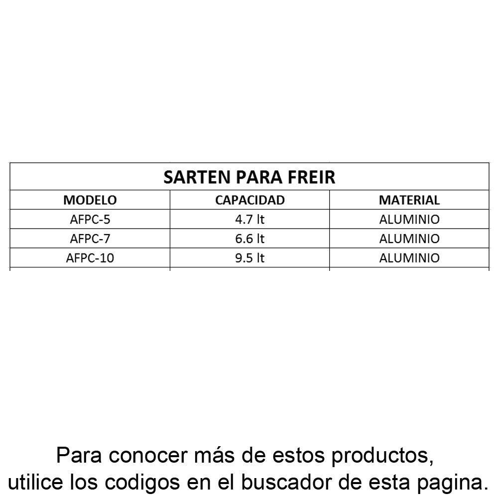 UPDATE AFPC-7 Sarten Aluminio Pasta Freir Canastilla no incl. 7 Qt (6.6 lt) Utensilios UPDATE 