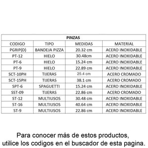 UPDATE SPT-6 Pinzas Tenazas Inoxidables para Pasta Espagueti 6” (15.24 cm) Utensilios UPDATE 